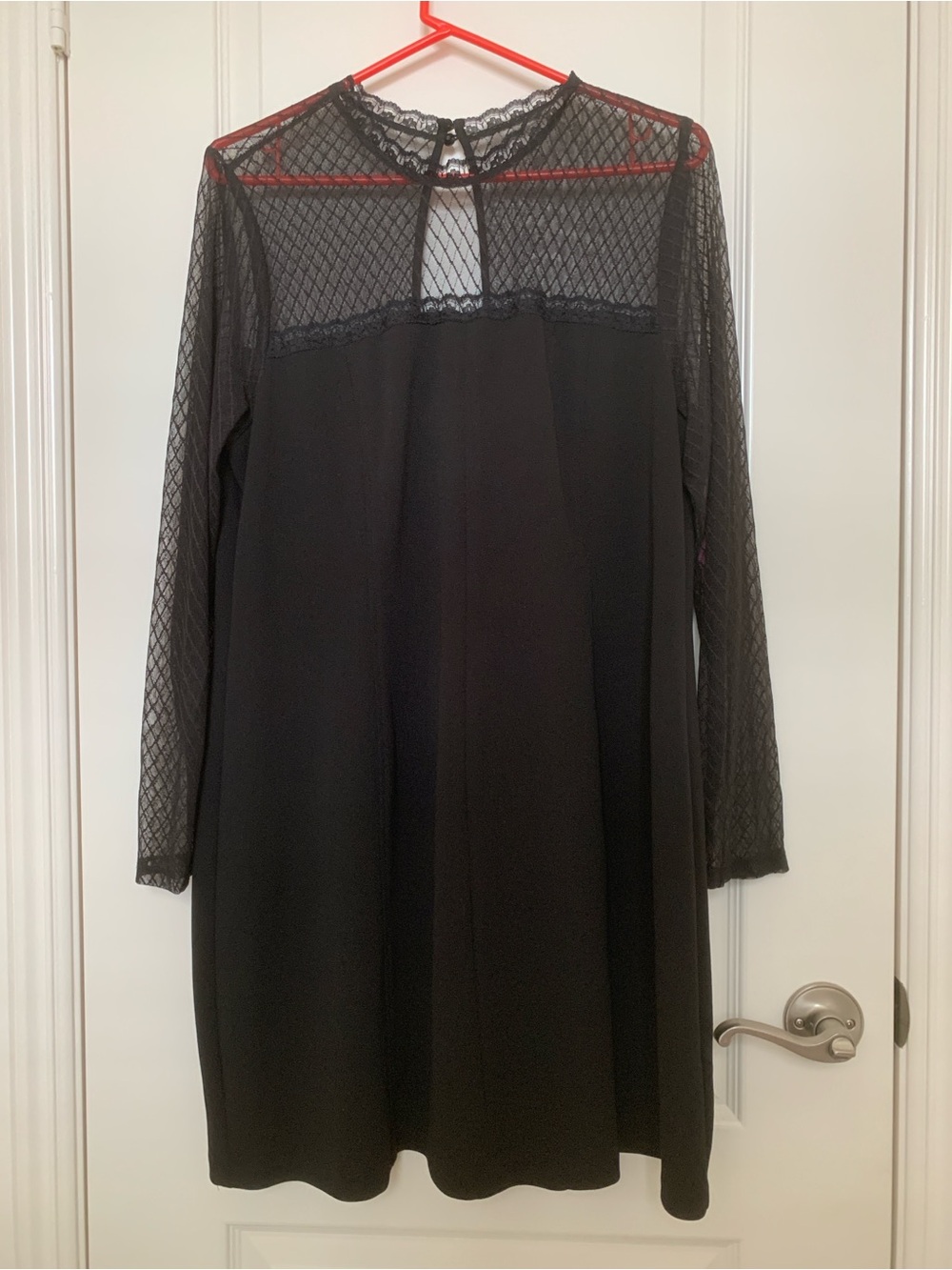 EUC Betsey Johnson Black Mesh Lace Sleeve Dress Plus Size 16W Gothic Cocktail